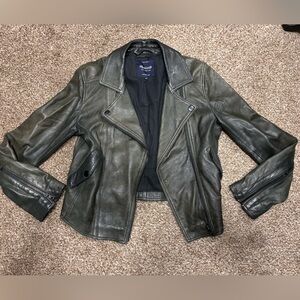 Madewell faux leather jacket black gray vintage look size small